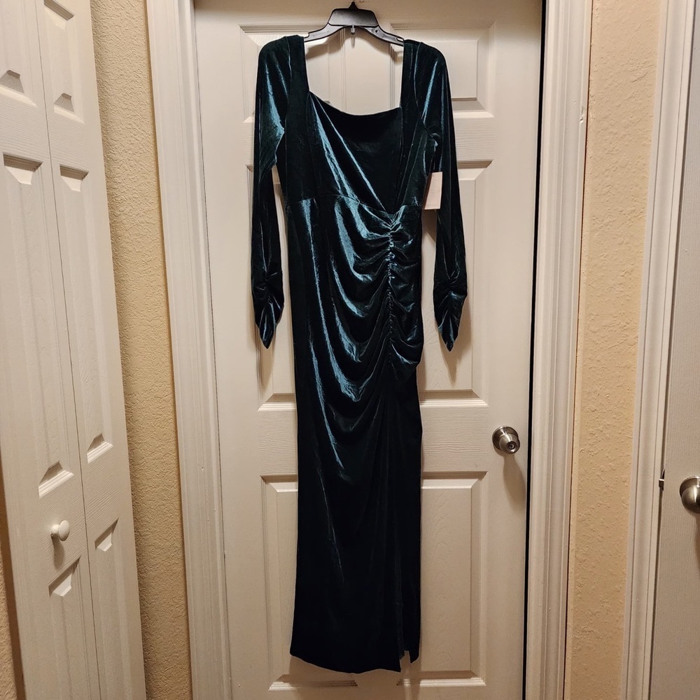 NWT Birdie Gray Ivy Dress Velvet Emerald Regular or Maternity Ruched Square Neck